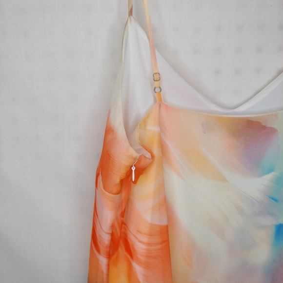 Cynthia Steffe Dress Slip 6 Midi V-Neck Watercolor Floral Lined Shift Strappy - Picture 5 of 7